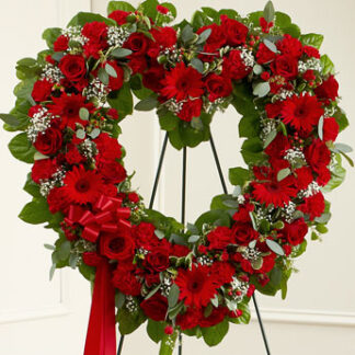 Always Remember Red Floral Heart Tribute
