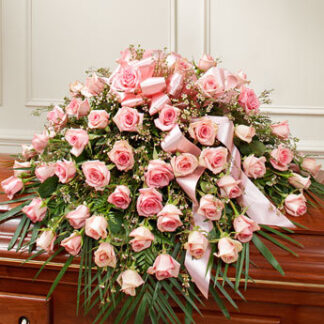 Cherished Memories Rose Half Casket Cover - Pink