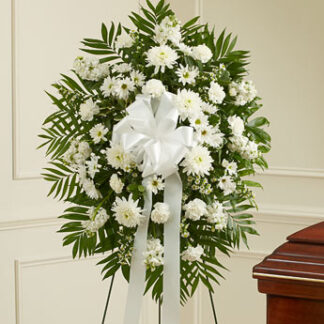 Deepest Sympathies White Standing Spray