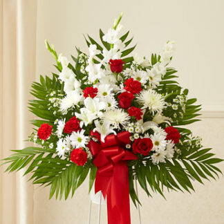 Heartfelt Sympathies Red & White Standing Basket