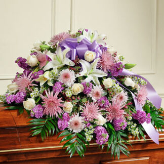 Cherished Memories Lavender Half Casket Cover