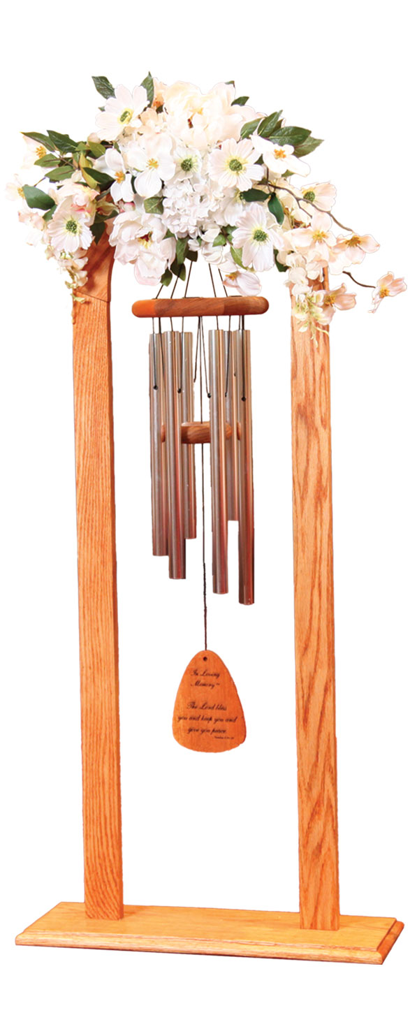 Large Memory Chime With Stand & Silk Flowers