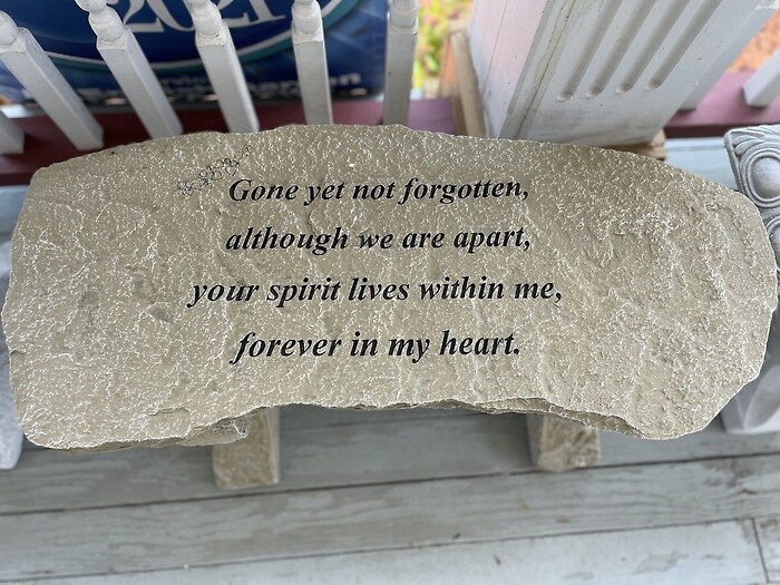 &quot;gone yet not forgotten&quot; - garden bench