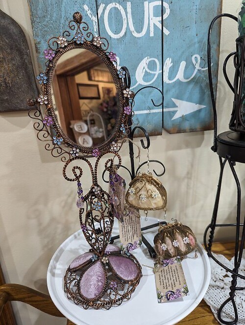 Vintage Mirror &amp; 2 Decorations