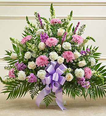 Tribute Lavender &amp; White Floor Basket Arrangement