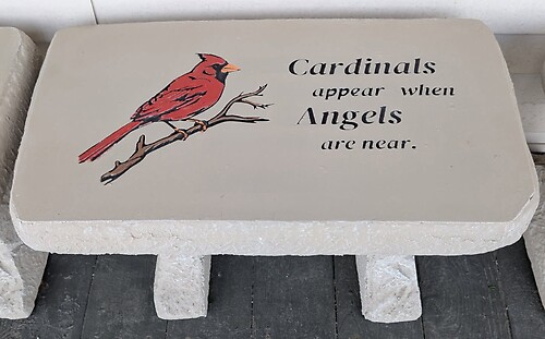 Cardinals Appear Sympathy Cement Garden Bench