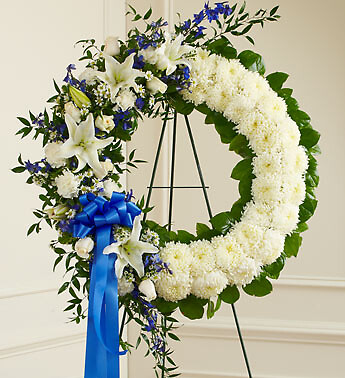 Serene Blessings Standing Wreath- Red, White & Blue Large by 1-800 Flowers