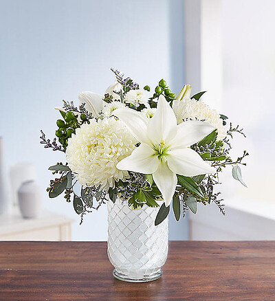 Pure Elegance Bouquet&amp;trade; in White Mosaic Vase