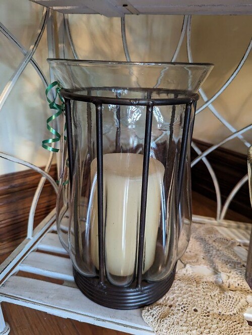 Vintage Metal &amp; Hand Blown Glass