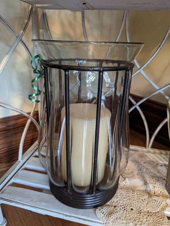Vintage Metal &amp; Hand Blown Glass