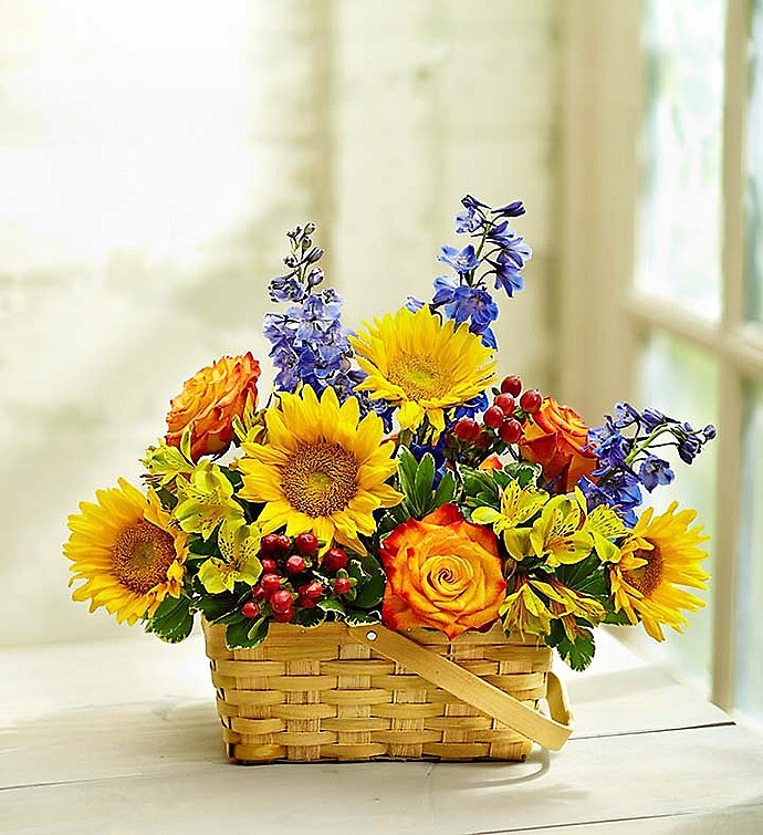 Blooming Basket Arrangement arranged by a florist in Mokena, IL An